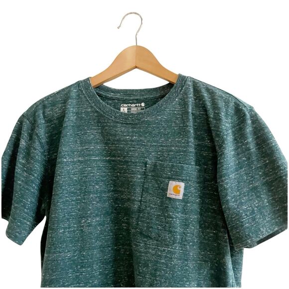 Carthartt Men’s Green Heathered T Shirt Loose Fit Size Small Cotton Blend Work - Picture 4 of 9